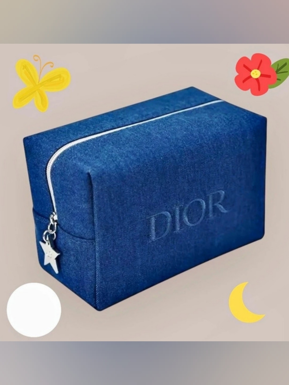 DIOR BEAUTY DENIM COSMETIC POUCH IN BLUE